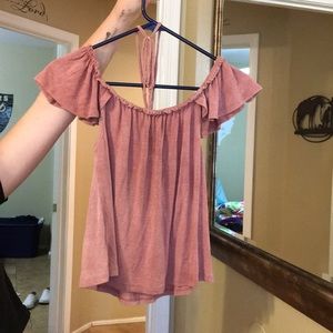 Off the shoulders peach top